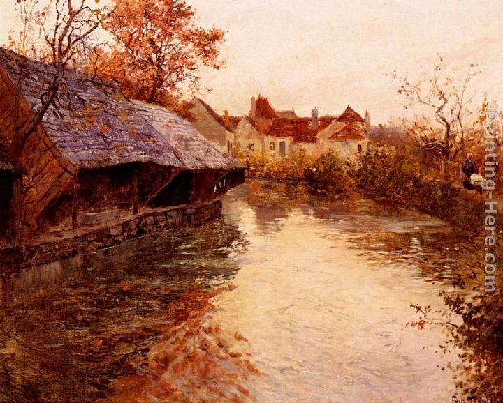 A Morning River Scene painting - Fritz Thaulow A Morning River Scene art painting